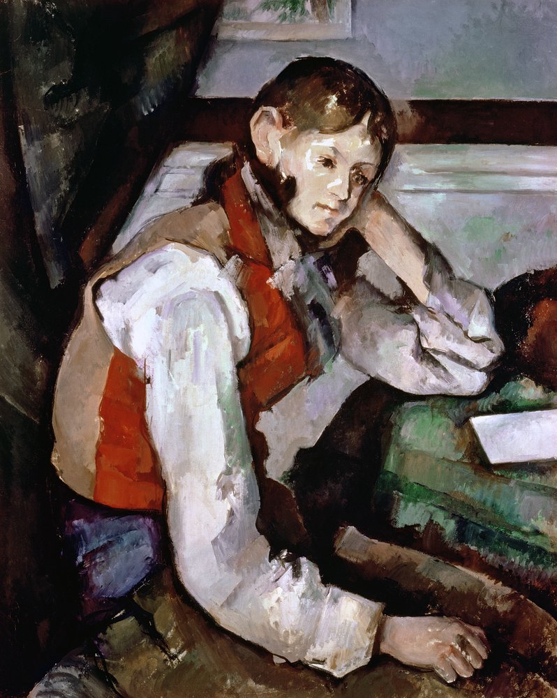 ポール・セザンヌ、赤いチョッキの少年、希少な画集より、状態良好 赤いチョッキの少年、1888-90